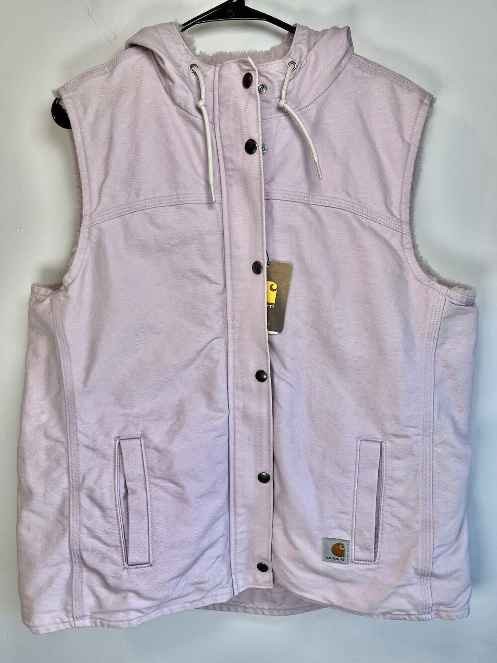 Carhartt Sandstone Berkley Hooded Vest Sherpa Lined Womens XL Light Pink Y2K NWT